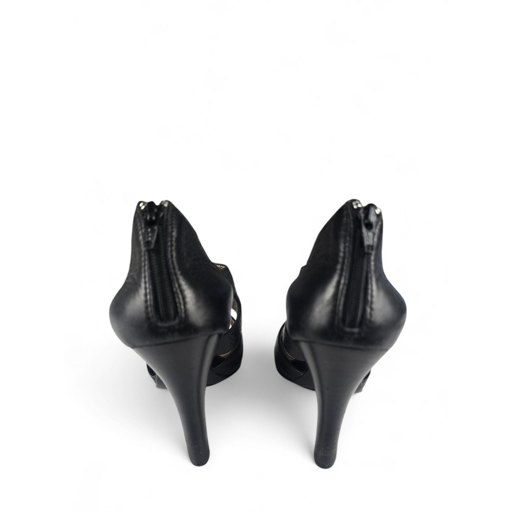 Sofft Black Leather Peep Toe Cut Out Heels Back Zip Stiletto Sandals Womens 9.5M - Picture 6 of 10